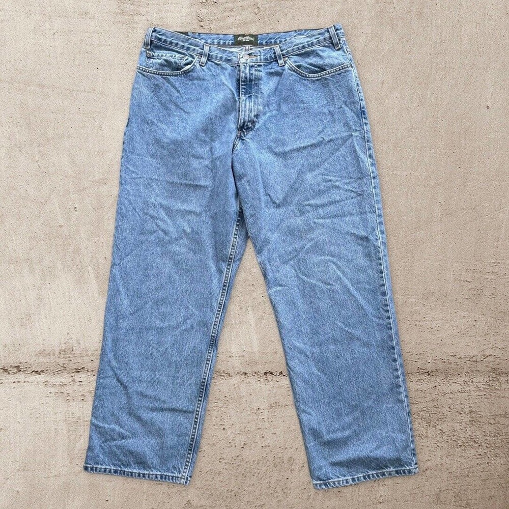 Eddie Bauer Relaxed Fit Straight Blue Jeans Mens 36x29 100% Cotton